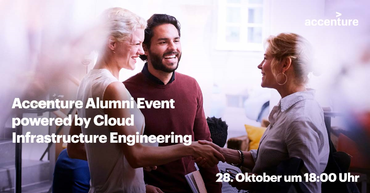 Wir laden euch herzlich zu unserem nächsten Accenture Alumni Event ein! 
Sei am 28. Oktober auf unserer virtuellen „Bühne“ dabei und erfahre wie wir zum „Home of the Techies“ wurden. 
Zur Anmeldung: accntu.re/3DlViDI