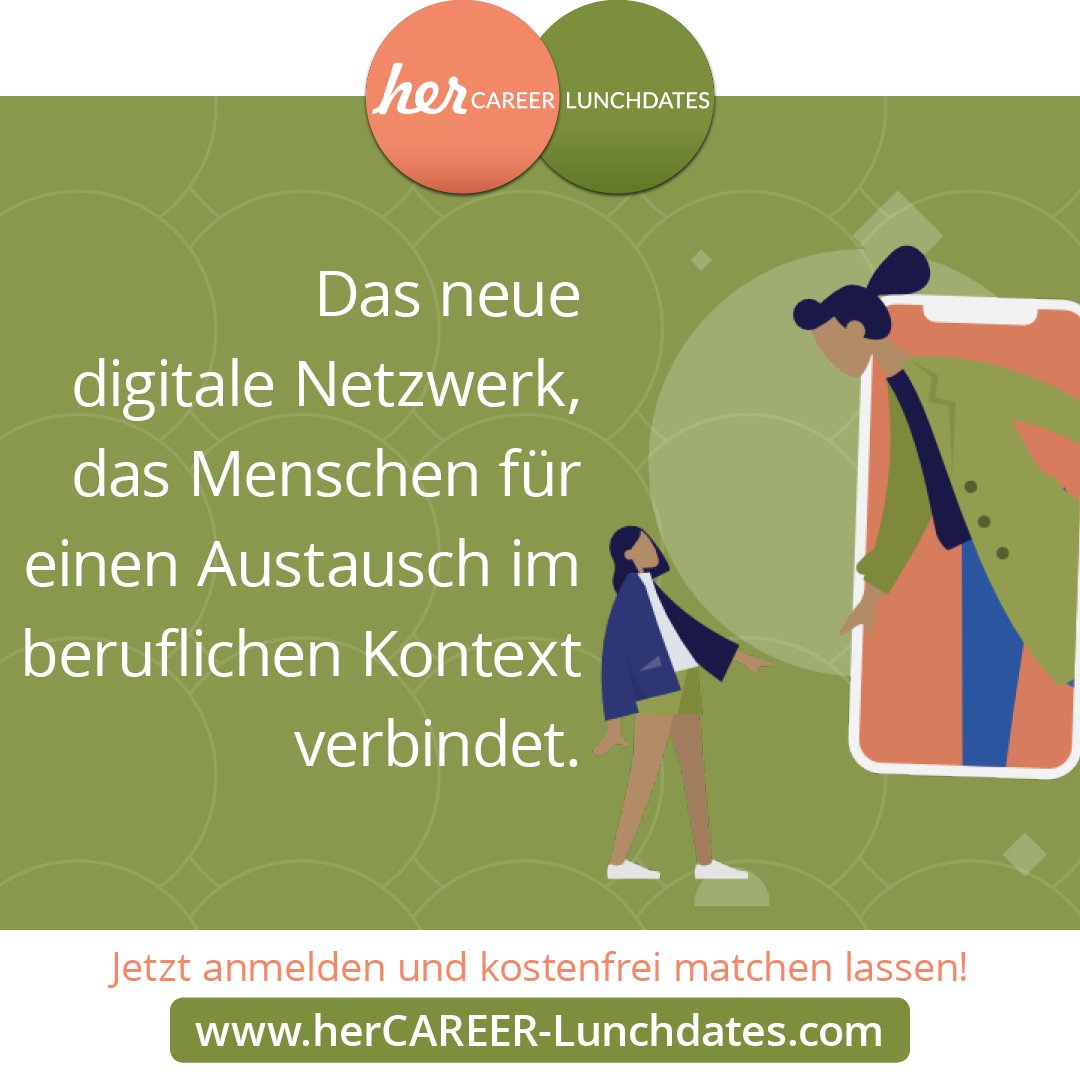 her_CAREER_de's tweet photo. 💥 #herCAREER-Lunchdates ist online 💥herCAREER-Lunchdates ist ein digitales #Netzwerk, das Menschen für einen Austausch im beruflichen Kontext verbindet.
▶ Jetzt kostenfrei Profil anlegen und jeden 2. und 4. Mittwoch im Monat #matchen lassen 🤝 https://t.co/X87komiUjA https://t.co/DRaycncZ9o