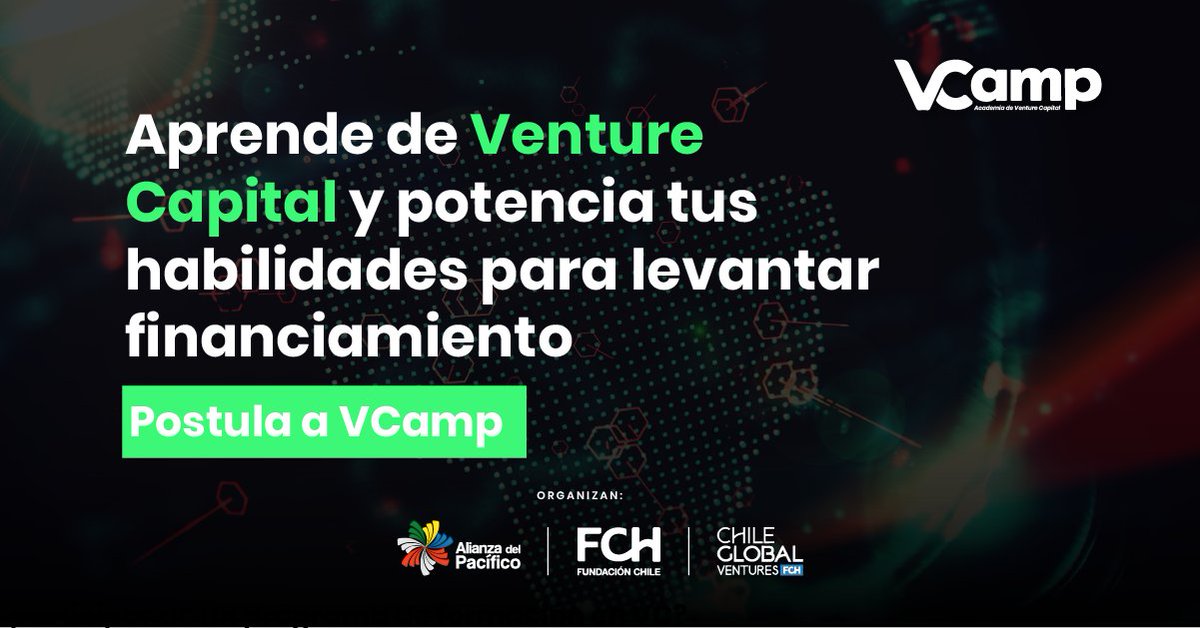 A_delPacifico's tweet photo. 💡 ¿Eres una startup en etapa temprana que está desarrollando soluciones en 🇨🇱🇨🇴🇲🇽🇵🇪, y te interesa aprender del mundo del Venture Capital y adquirir habilidades para levantar capital?
Postula a #VCamp hasta el 17 de octubre 👉 https://t.co/Uh4QL9wm1w https://t.co/kxWskoroHB