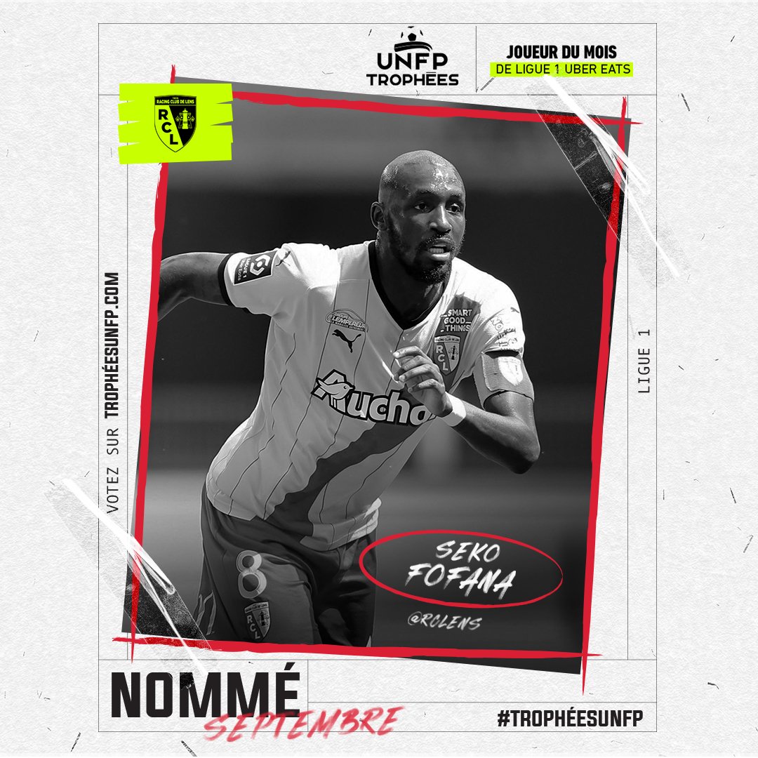 UNFP's tweet image. Seko Fofana est nommé pour le Trophée UNFP du Joueur du Mois de septembre 👊

Supporters lensois, on a déjà perdu Instagram et Facebook ce mois-ci, allez-y doucement 😏

Votez pour lui ▶️  tropheesunfp.com

#TropheesUNFP
