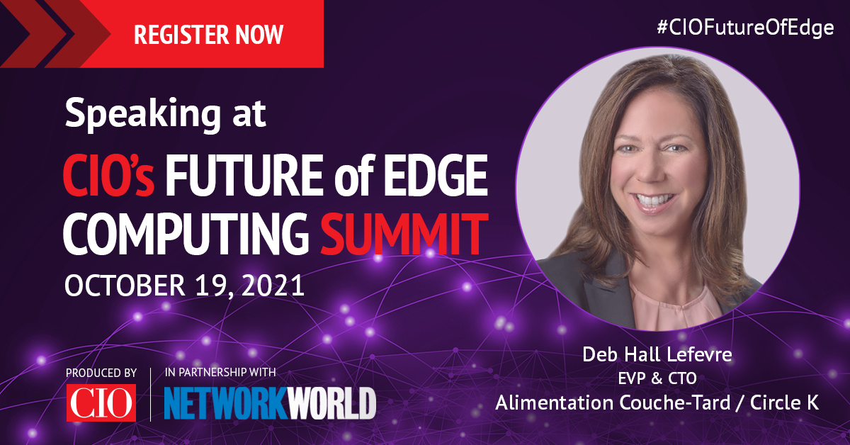 NetworkWorld's tweet photo. Attend the Future of #EdgeComputing Summit to hear from Deb Hall Lefevre, EVP &amp; CTO, Alimentation Couche-Tard / Circle K. She’ll share robust applications to speed data reliability and security. 

➡️ Register today: https://t.co/cukCbKnNp9

@CIOevents #CIOFutureofEdge #CIO https://t.co/njOEUPjhgW