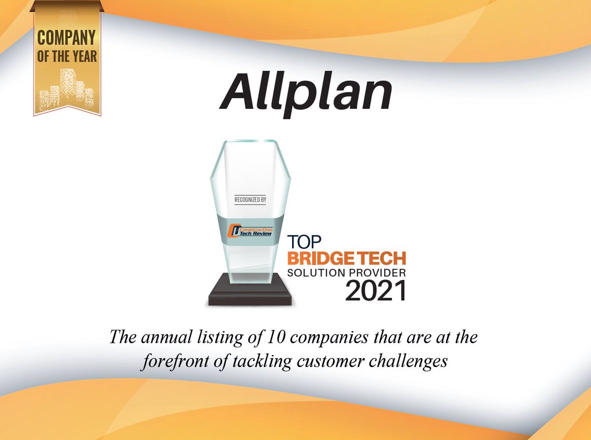 Not only have we released a new version of Allplan Bridge, we can also proudly announce that we have received an #award for our outstanding software solution.
Read the interview: hubs.ly/H0Z2WcP0

#allplan #allplanbridge2022 #companyoftheyear #constructiontechreview