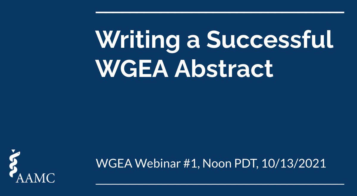 Join us this Wednesday 10/13 at noon PDT for our inaugural webinar "Writing a Successful WGEA Abstract" presented by four seasoned abstract reviewers. Spring regional GEA meeting proposals due 11/15! All regions welcome!  stanford.zoom.us/j/96761963723?…