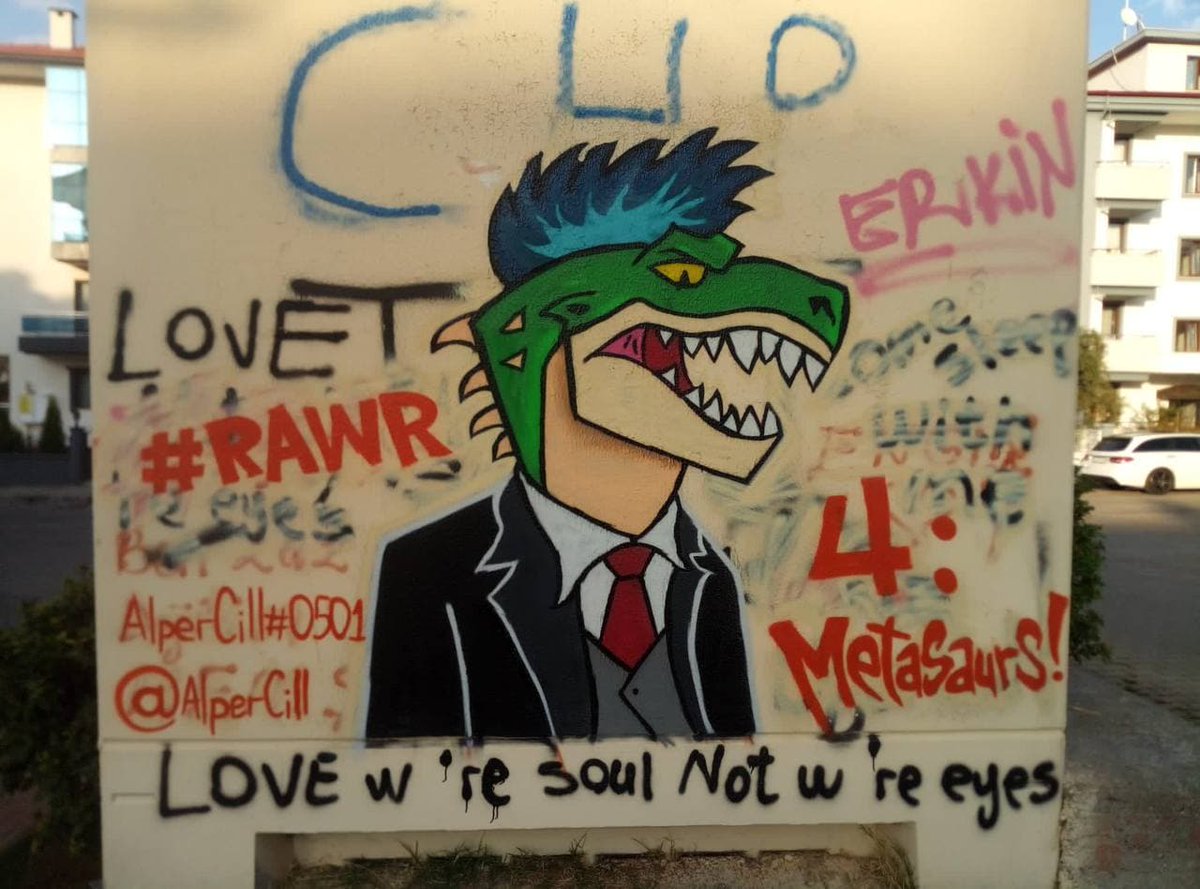 AlperCill's tweet photo. @metasaurs "This is my Street Art Submission for Metasaurs! Go check them out at https://t.co/fC8TW9X1Qo! #FreeMetasaurs #MetasaursNFT" https://t.co/KA41x9gVv5