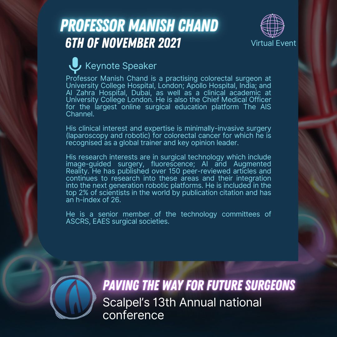scalpelsurgical's tweet photo. We are pleased and honoured to announce our afternoon keynotes, Miss Stella Vig and Professor Manish Chand, for Scalpel's 13th National Virtual Conference. We are excited to hear their talks which will undoubtedly inspire our delegates! 

Don't miss out and get your tickets! https://t.co/qwgKaIGyDT