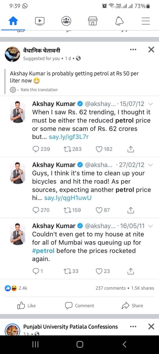 jagdeep906's tweet photo. @akshaykumar   abhi bolti kyu band ho gayi aapki....keya bicycle saaf kr liya aapne..sharm aani chahiye aapko..  shame on you..shame on bollywood https://t.co/grqgdYq4rz