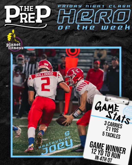 Congrats to <a href="/kostrubiec_joey/">Joey Kostrubiec</a> of <a href="/RomeoFootball/">RomeoFootball</a> <a href="/RomeoAthletics/">Romeo Bulldogs Athletics</a>, our #FridayNightClash⚔️ “Hero of the Week”!