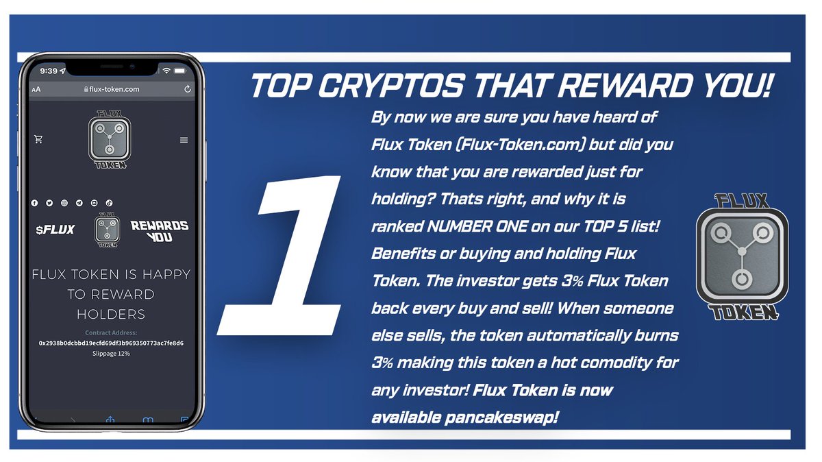 FluxToken_'s tweet photo. We are excited to be announced #1 out 5 top #tokens for being a #rewards #based #token!

Get in on the fun and start #hodling now!

https://t.co/voixY4K7H3

#cryptocurrency #BSC #BSCGems #BEP20 #USDT #investnow #crypto #newtoken #gaming #nft #CryptoNews #cryptotwitter #cryptonews https://t.co/9Ki5UXfBZ5