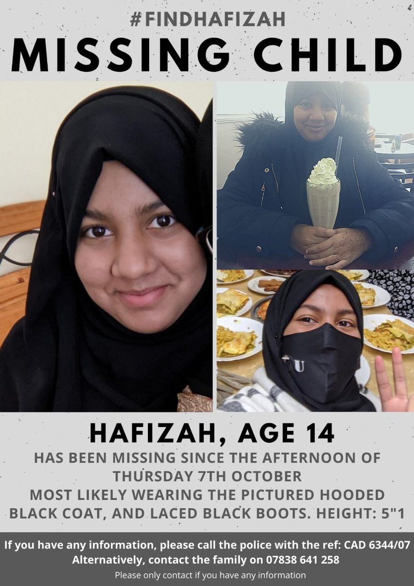 stephenctimms's tweet photo. Has anyone seen Hafizah, who hasn't been home since last Thursday? https://t.co/0te9FUrXMi