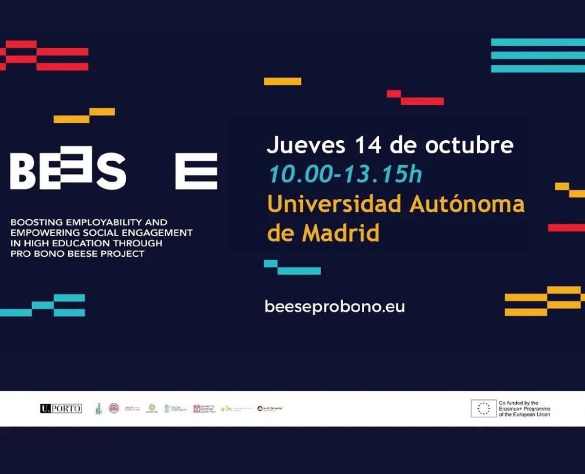 workforsocial's tweet photo. Este jueves os esperamos en la presentación final del @BeeseProject en la @UAM_Madrid con #estudiantes #mentores #asociaciones como @dalanotasocial y expertas en #ApS #clinicajuridica #voluntariado e #innovacionsocial en el ámbito académico. ¡Os esperamos! Escríbenos por MD 😉 https://t.co/qv7LcuN823