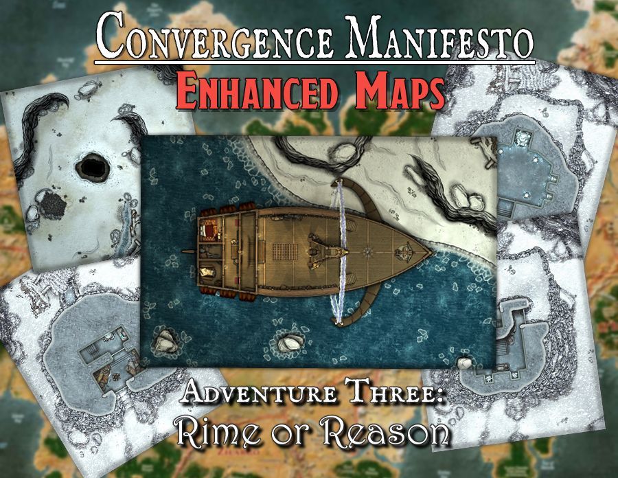 New on #DMsGuild! Enhanced Maps 3 from the Convergence Manifesto.
buff.ly/3AutRWw
For the <a href="/AcrossEberron/">Across Eberron</a> adventure by <a href="/mountogdengc/">David Morris</a> and @Novaseaker
There are 6 maps in this pack, including…
⛵ The Undeniable
🥶 A tundra encounter
❄️ *The Icy Spire*
#dnd #dnd5e #eberron