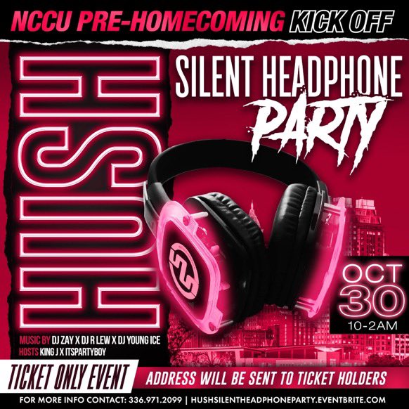datrillestdimee's tweet photo. ITS HOMECOMING YALL 🔊 
:
Pre-Homecoming Kick Off
FIRST EVER #HUSH SILENT HEADPHONE PARTY 
# 1 PROMOTERS IN THE RDU 
THIS IS A TICKET ONLY EVENT 
FIRST COME FIRST SERVE 
OVER 1000+ WILL PARTY
@selfwaveent @kingsthebrand @welkomehomeent @yts.ent
GRAB YOUR TICKETS ASAP 
LINK IN BIO https://t.co/JXDJKbilHt