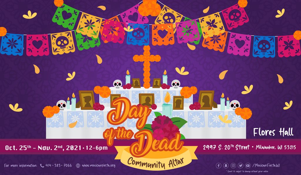 Día de Los Muertos is a holiday for remembering and honoring those who have passed. It is a festive, joyous time of celebration. As the official date for this celebration is November 2, the Community Altar will be open from 12-6:00 pm.