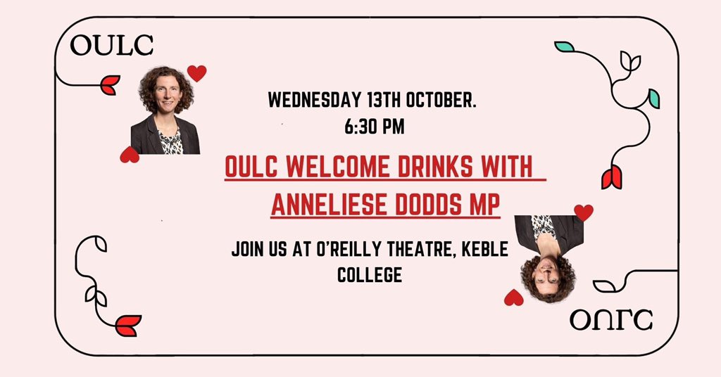 OxUniLabour's tweet photo. Join us for our biggest event of the year, welcome drinks with @AnnelieseDodds, this Wednesday at 6:30pm! More info on the Facebook event: https://t.co/vZtiKOtCaH https://t.co/kJOH41x6EB