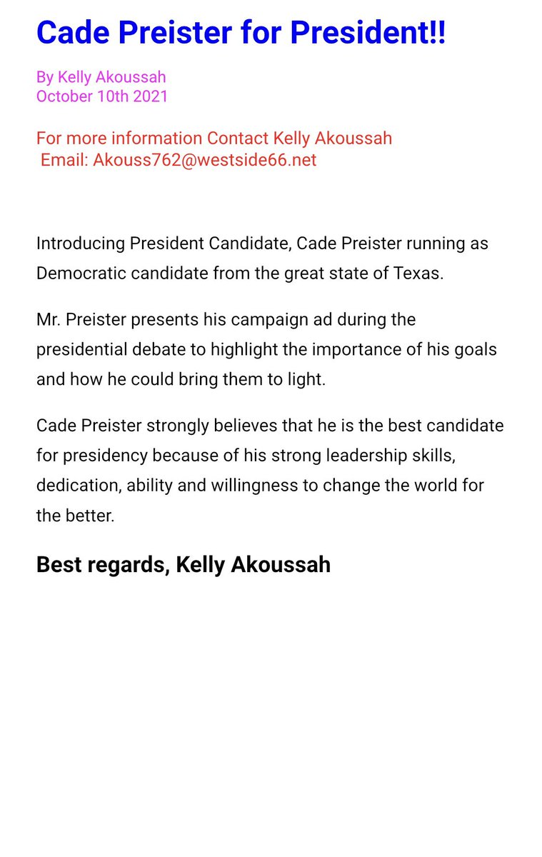 WHSTexasDem's tweet photo. Press Releases for the week of October 4th. https://t.co/iJfvsDpTG0