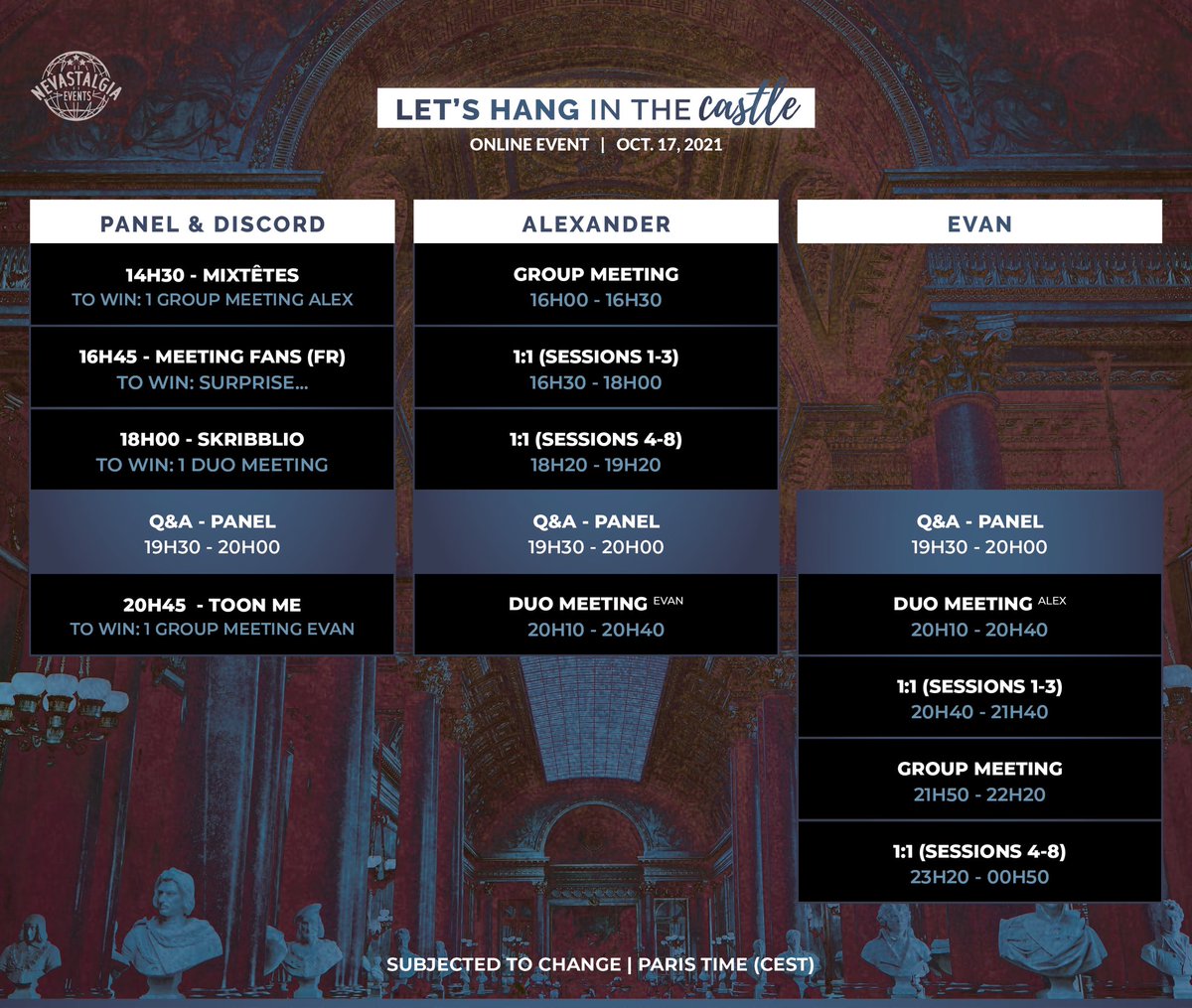 #LHITC is happening this Sunday! Here’s the official schedule. All 1:1s are sold out but there are still some tickets available for both group meetings, the panel and the duo meeting. Join us 🤍 billetweb.fr/lhitc