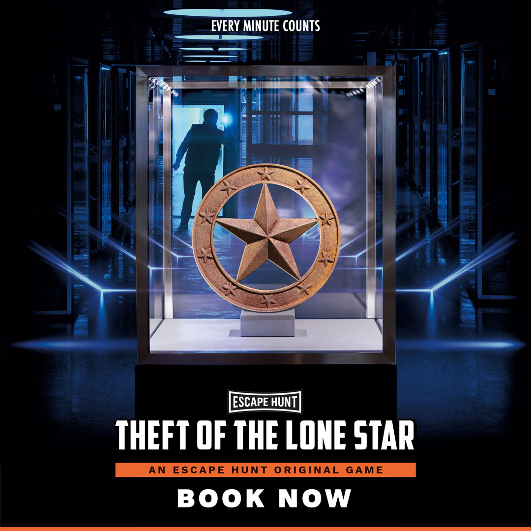 EscapeHuntHOU's tweet photo. Howdy Detectives...you've arrived just in time! Our grand exhibit, the original Texas Lone Star, has been stolen by some hooligans.  We only have until the exhibit opens!

Take the challenge: https://t.co/iiHF131Ld5

#escapehunt #escaperoom #escapegame #museum #mystery #theft https://t.co/ZSfFADj5kG