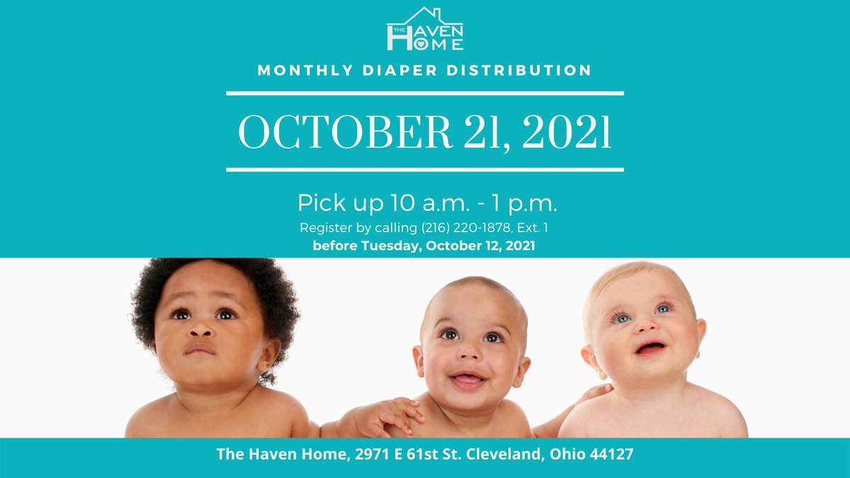 *Reminder* Tomorrow is the last day to call for the Thursday, October 21, 2021 Diaper Distribution!

#TheHavenHome
#DiaperDistribution
#communityoutreach
#diaperneed