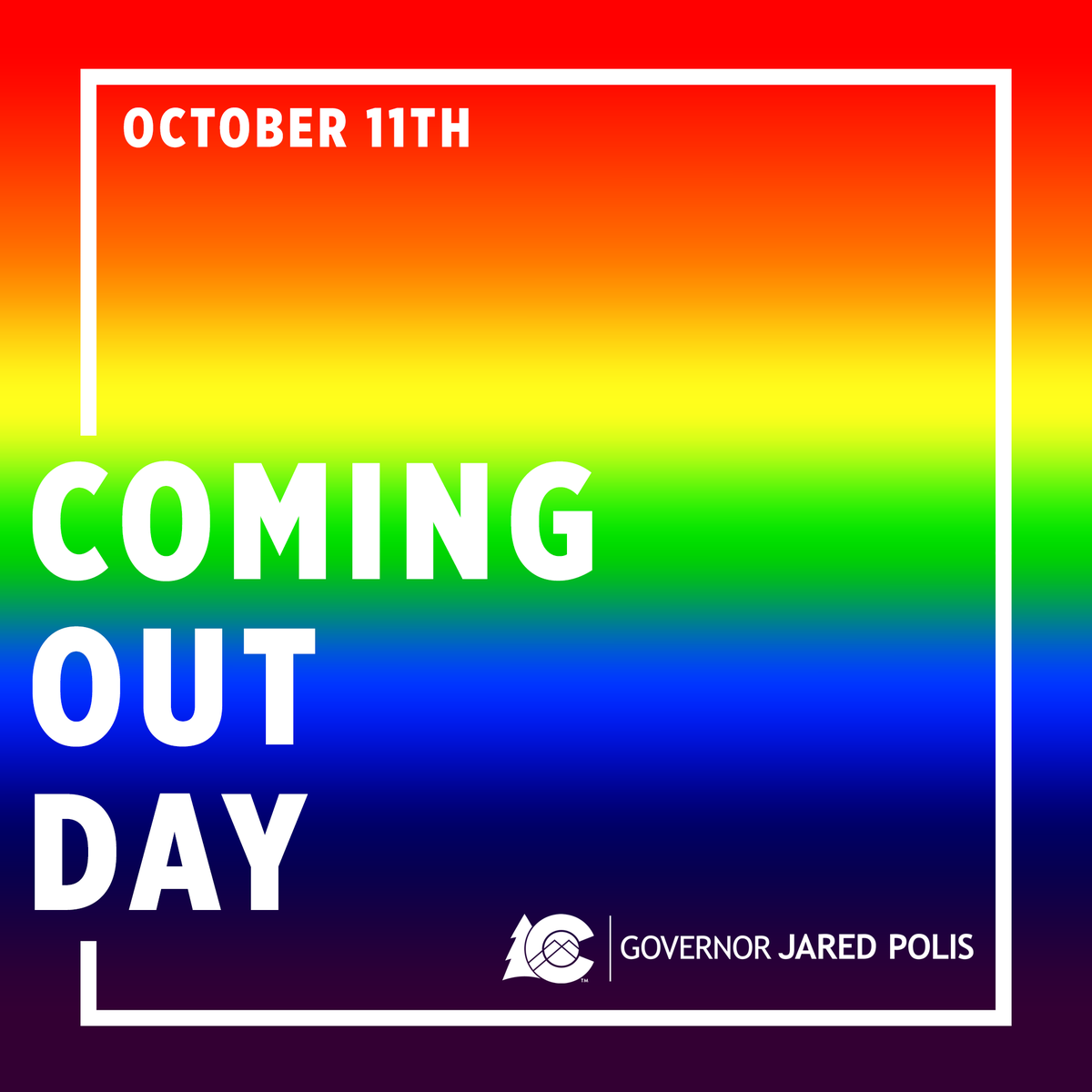 GovofCO's tweet photo. Whether you're lesbian, gay, bisexual, transgender or queer, be proud of who you are and your support for LGBTQ+ equality this Coming Out Day! https://t.co/36z2m8NRjq