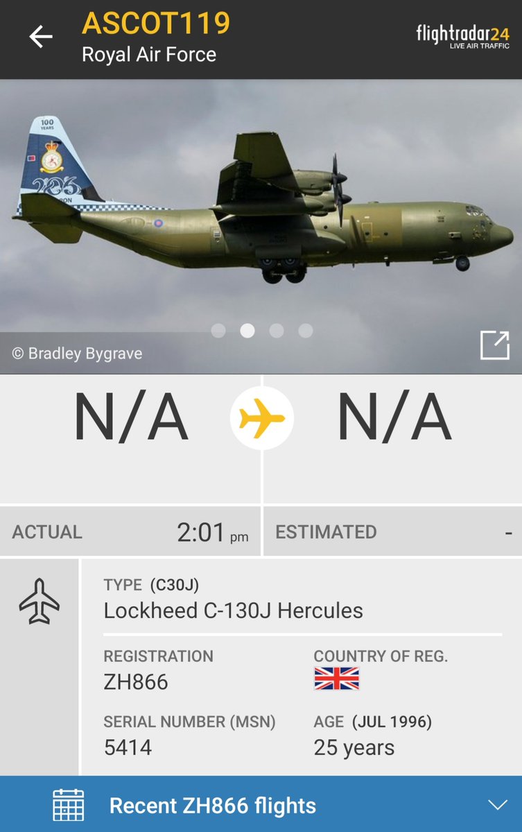 BloodyPolitics's tweet photo. There goes RAF C130 Hercules #ASCOT119 heading home for supper. Haste ye back.✈

#avgeek #ZH866 #pik #bzz https://t.co/siKbtjtDA4