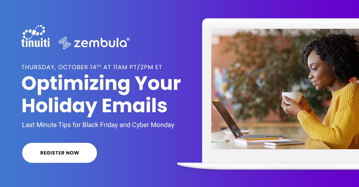 We're sharing some last-minute email marketing tips for your holiday campaigns with our friends at <a href="/Tinuiti/">Tinuiti</a>. 

The webinar is this week! Click the link below to register and tune in on Thursday, October 14 at 11am PT/ 2pm ET.

buff.ly/3AdyNiq