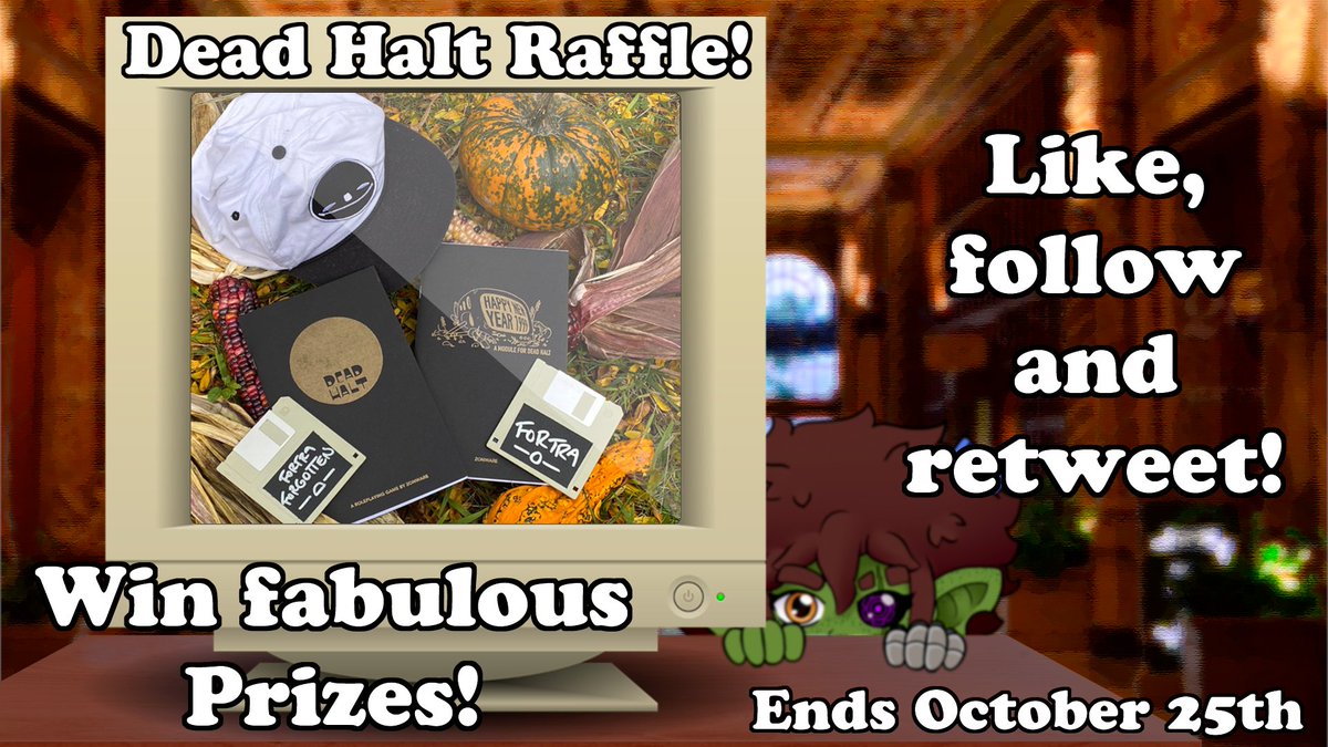 YaBodyFon's tweet photo. Time for another raffle! 🥳

ONE winner will receive:
The Dead Halt book
The Happy New Year 1999 Expansion
One Zonware Hat
And two floppy disk adventures!

FIVE runner ups will receive:
Dead Halt + Happy New Year 1999 in PDF format!

ALL YOU NEED TO DO IS:
Follow + Retweet + Like https://t.co/KCxxj4pSQf