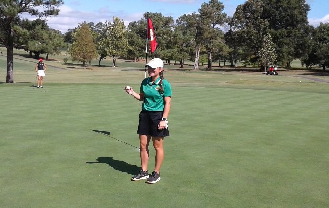 mssugolf's tweet image. Freshmen Lily Allman with the hole in one on hole three at Hot Springs Country Club in the Division II Preview Today. #LetsRoar