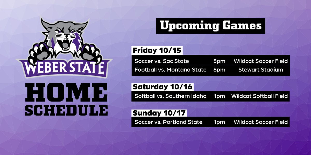 It’s homecoming week! Check out who we have playing at home and come out and support! #WeAreWeber #PurpleReign