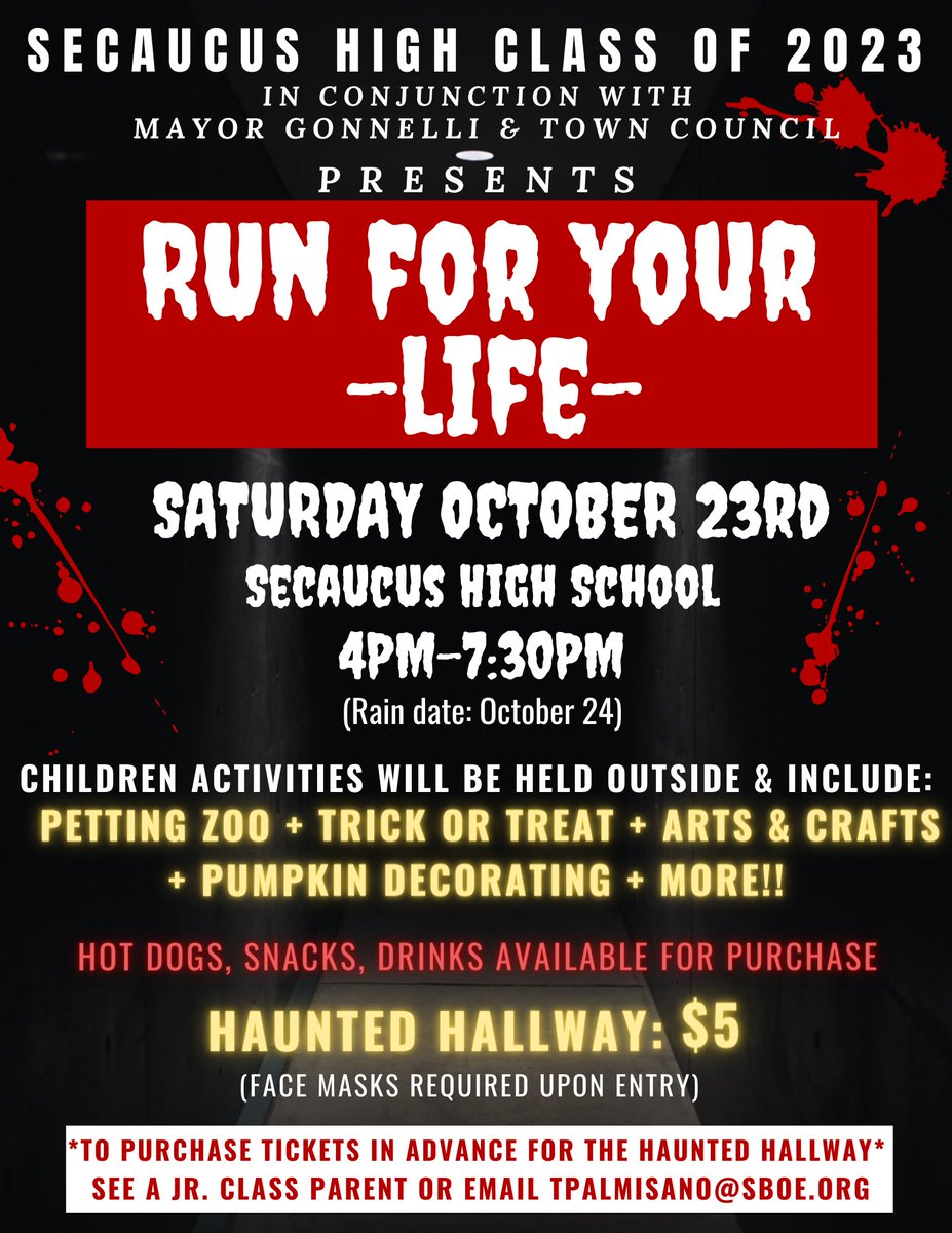 Join us for an afternoon of fun at our annual Haunted High School! #Secaucuspride