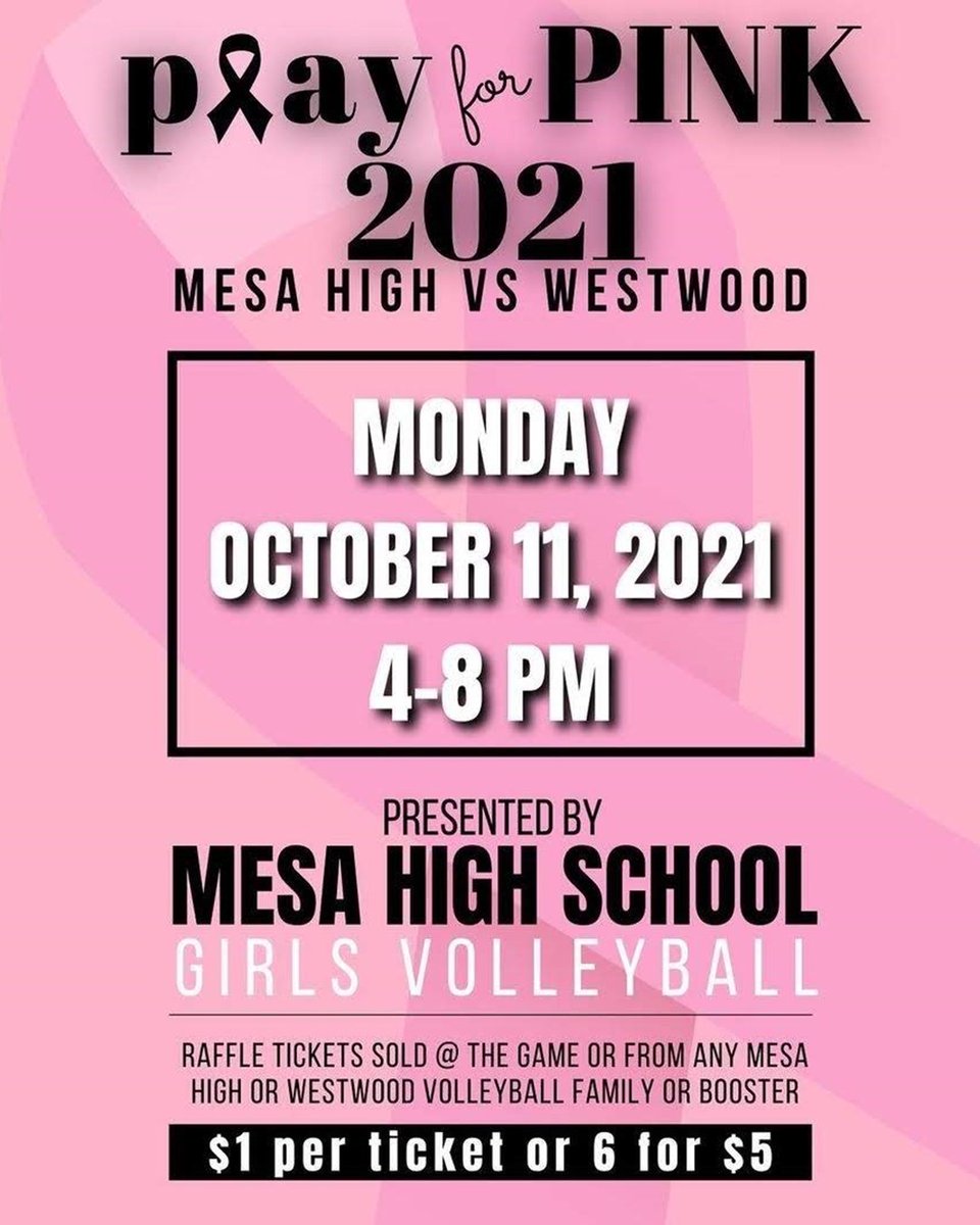 WWGirlsVB's tweet image. 💗 𝑷𝒍𝒂𝒚 𝑭𝒐𝒓 𝑷𝒊𝒏𝒌 💗

Today is our annual Play For Pink game with Mesa High School.  Come out and watch the game and help support a great cause.  War Eagle!

#PlayForPink #RepTheWood
