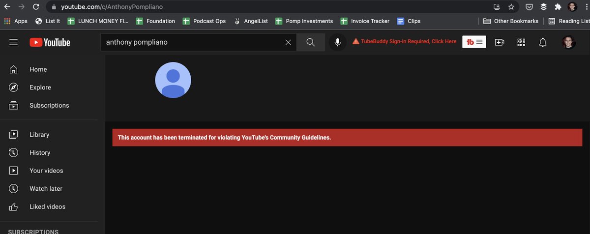 We just had <a href="/100trillionUSD/">PlanB</a> on YouTube to discuss bitcoin and our channel was deleted.

We have no strikes and didn't violate any community guidelines.

<a href="/YouTube/">YouTube</a> what is going on?!