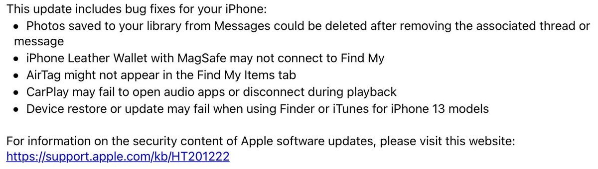 iSWUpdates's tweet image. New in #iOS 15.0.2:
• Bug fixes (see picture)

#iOS1502