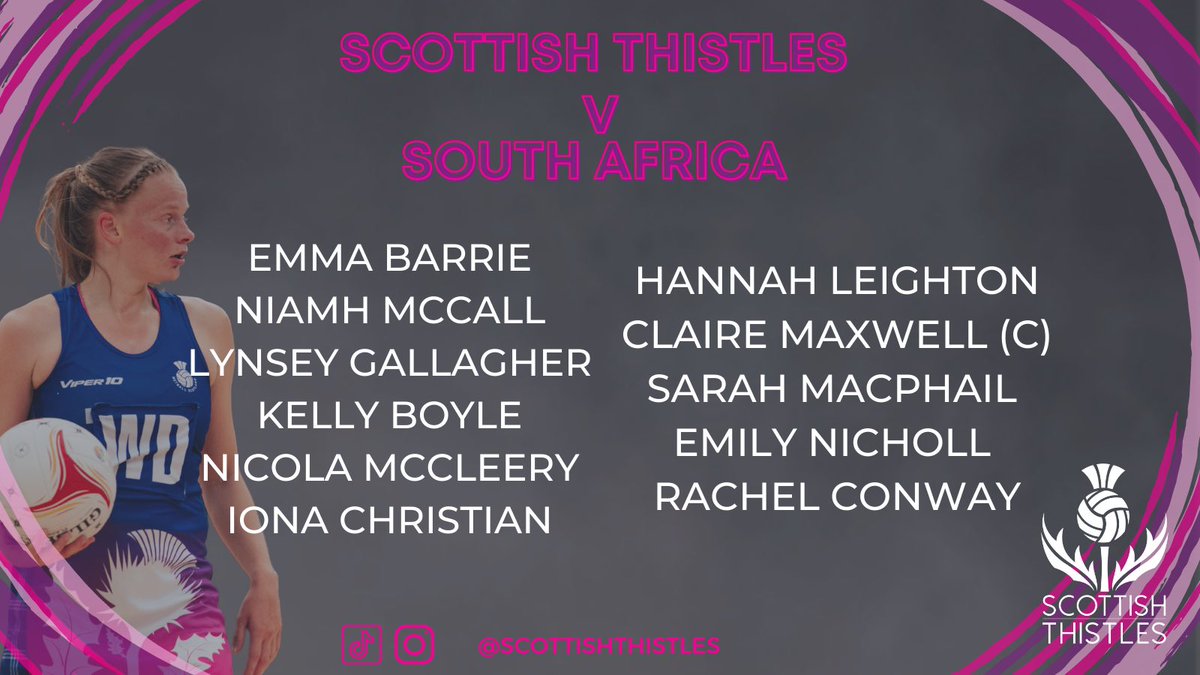🏴󠁧󠁢󠁳󠁣󠁴󠁿 The Scottish Thistles, led by returning Captain <a href="/clairebrownie10/">Claire Brownie</a> will take on <a href="/Netball_SA/">Netball South Africa</a> in Lisburn, Northern Ireland on 22nd October

Full story here - netballscotland.com/scottish-thist…

#thepowerofscotland 
#thistlearmy
#itstartshere