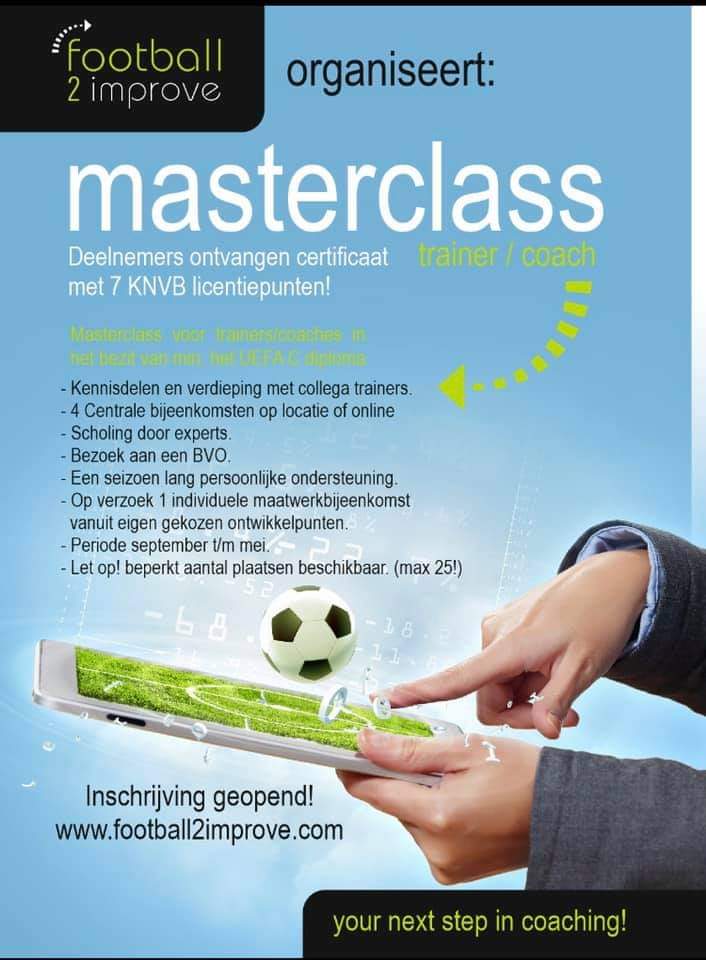De inschrijving Masterclass Trainer/Coach 2021-2022 sluit op 23 oktober! Nog enkele plekken beschikbaar.
football2improve.com/754803_de-insc…
#masterclass #voetbal #trainer #coach #kennisdelen #opleiding #ontwikkelen #football #UEFA #bijscholen