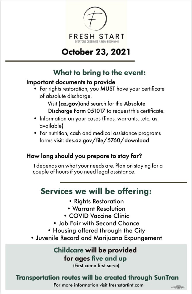 Fresh Start International Expo.

A mission to coordinate services that assists individuals with successful re-entry events, programs, skills, and opportunities which promotes equity, autonomy, and empowerment. Click the link for more

freshstartint.com/event-informat…