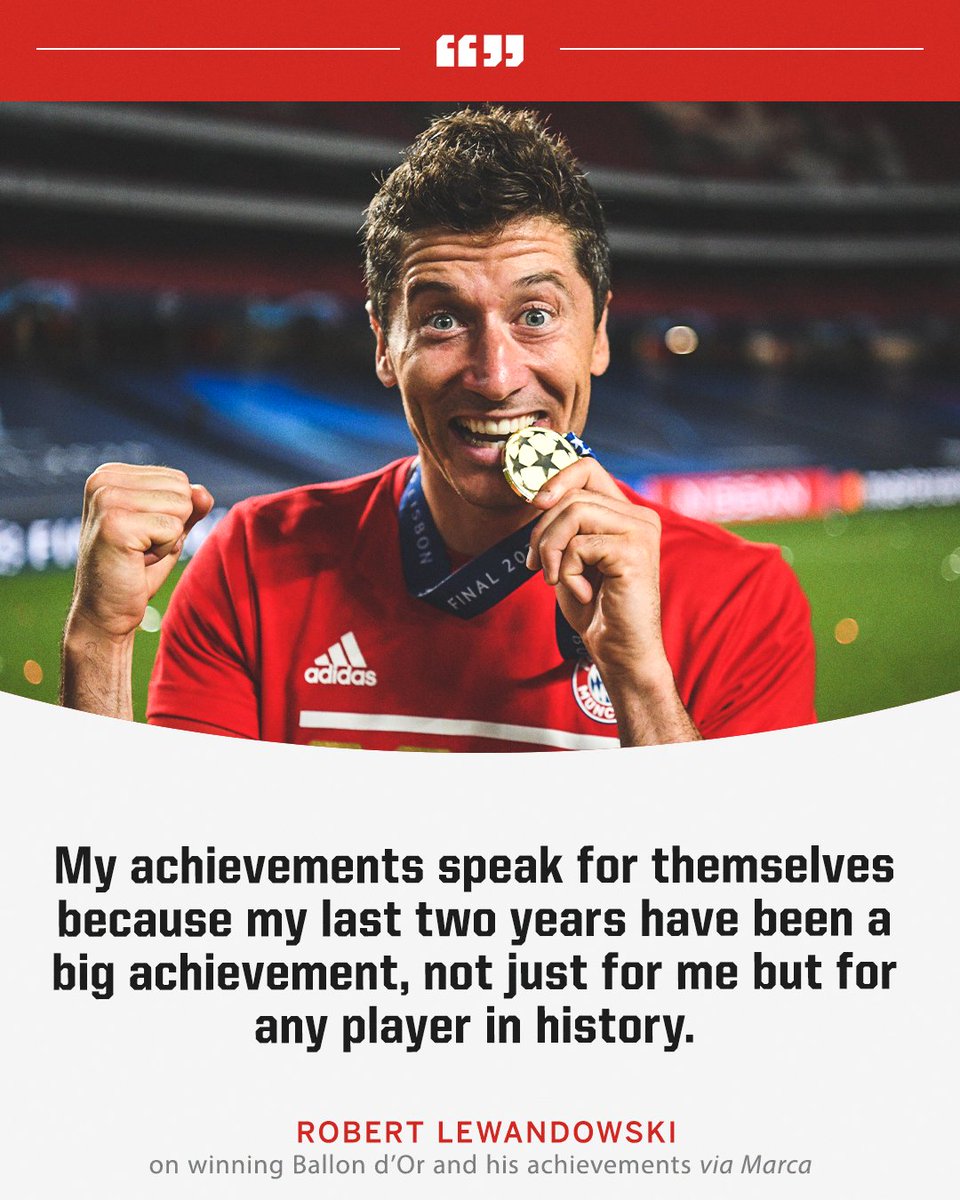 ESPNFC's tweet photo. Robert Lewandowski is confident in his chances to win the Ballon d'Or 👍 https://t.co/GwTSKlvJRR