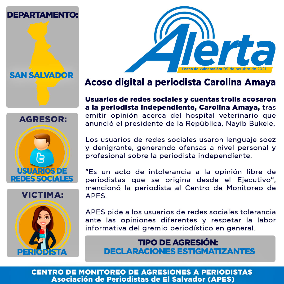 apeselsalvador's tweet photo. 🔴#Alerta Acoso digital a periodista @sharkgirl_sv 🎙️
Detalles ➡️https://t.co/VmQe77JkC1 https://t.co/yWzWqqz9Vz