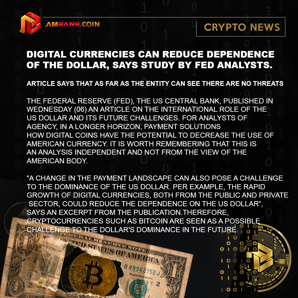 ambankcoin's tweet photo. However, in “the foreseeable future,” as the article describes, the Fed's international finance team does not foresee any threat to the global leadership of the US dollar. “Overall, the dominance of the US dollar has remained stable over the last 20 years".

#bitcoin #fed #crypto https://t.co/FpoIyHZs4W