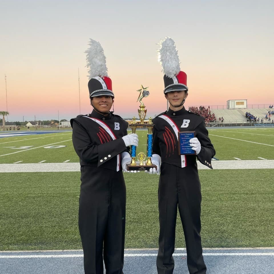 BurtonIsd's tweet photo. The Burton Panther Band traveled to Edna to participate in the Edna Marching Invitational on Saturday, October 9.  The Panther Band earned a 2nd division rating, won a 3rd place trophy in class 2A and Best Drum Major Award in class 2A. https://t.co/eJC3OCDvuc