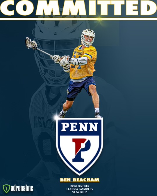 Big time pickup out of the midfield for <a href="/PennMensLax/">Penn Men's Lacrosse</a> as NLF No. 13 ‘23 Ben Beacham (La Costa Canyon, Calif.) verbals. 

<a href="/WestCoastStarz/">West Coast Starz</a> 5 ⭐️ is as slick as it gets. Two-handed, super skilled and very poised under pressure in traffic. 

nlfrankings.com/player/ben-bea…