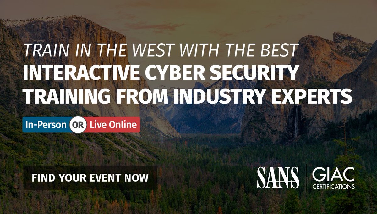 SANSInstitute's tweet photo. Learn practical new skills from #cybersecurity experts. #SANSTraining events in the Western US include: 

#SANSRocky Mountain Fall | Denver or Virtual
#SANSSF | San Francisco or Virtual
#SANSAustin | In-Person or Virtual

Explore upcoming events: https://t.co/IyL63TFh3j https://t.co/aaZ6xcA7Bz