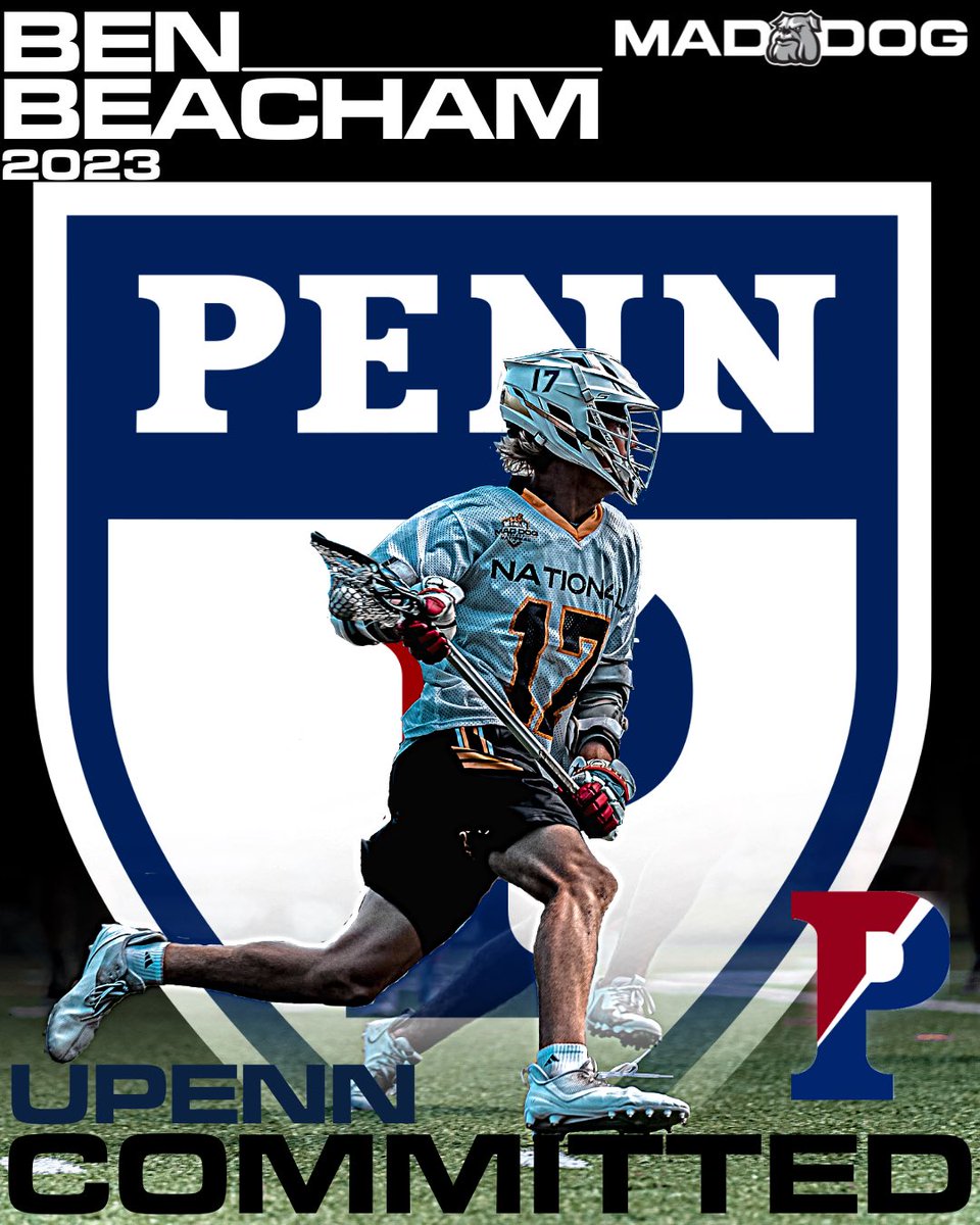 Huge congrats to 2023 West/National, Ben Beacham, on his commitment to the admissions process to play DI Lacrosse at UPENN ! So happy for you and your family Ben! #maddogfamily #bestinthwest