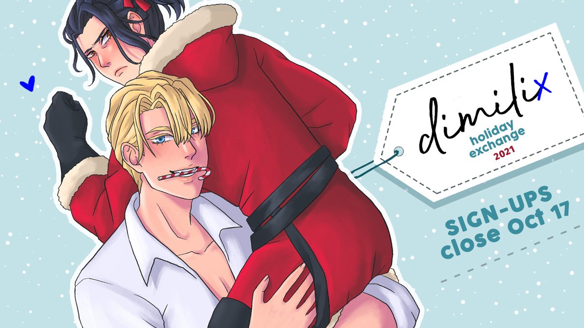 [RTs=❤️]

We're hosting our third #Dimilix Holiday Exchange and we'd love to have you for Dimilixmas! Nothing warms the heart during a chilly Faerghus winter like the gift of Dimitri and Felix!! 

Sign-ups close soon!! Sign-up by October 17, 2021! ⬇️
