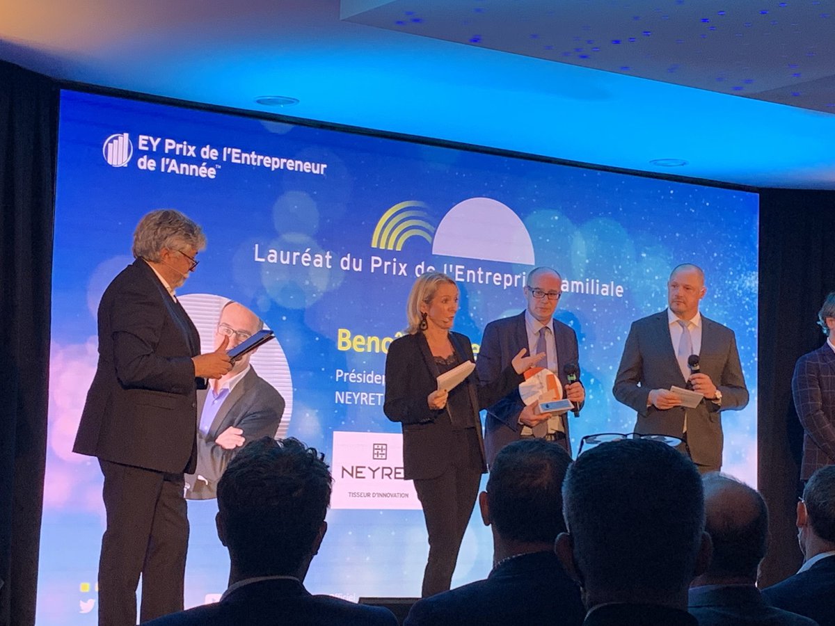 ⁦<a href="/NeyretTextile/">Neyret Textile</a>⁩ @benoitneyret prix de l’entreprise familiale ARA du textile à la co conception avec le luxe : exemplaire de l’industrie qui innove dans les territoires ⁦<a href="/EYFrance/">EY France</a>⁩  ⁦@HSBC_FR⁩ ⁦<a href="/verlingue/">maru283792927899i6</a>⁩ #eoyfr ⁦<a href="/BrefEco/">Bref Eco</a>⁩