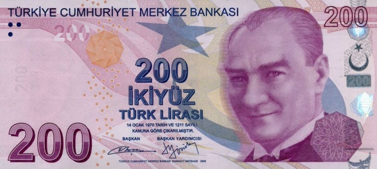 200 TL'lik banknot 2009 yılında tedavüle girdiğinde 131 Dolar değerindeydi,
şu anki değeri ise 22.22 Dolar

Dolar 9 TL
