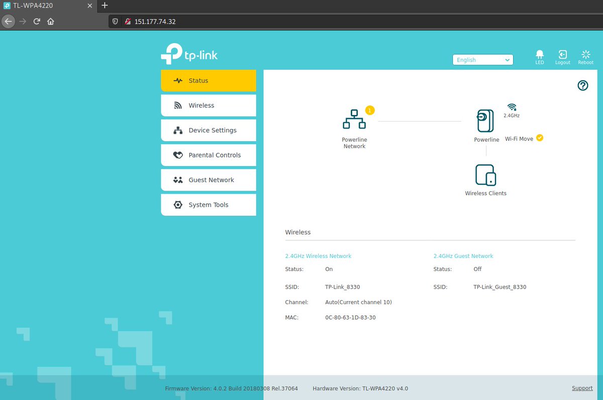 macroform_node's tweet image. 151.177.74.32
113.253.6.99
103.74.209.50
91.126.200.65
149.34.23.204

5 #TPLink #TLWPA4220 access points with their admin pages open to the internet with #DefaultCredentials still unchanged
#cybersecurity #infosec #informationsecurity #infosecresearch