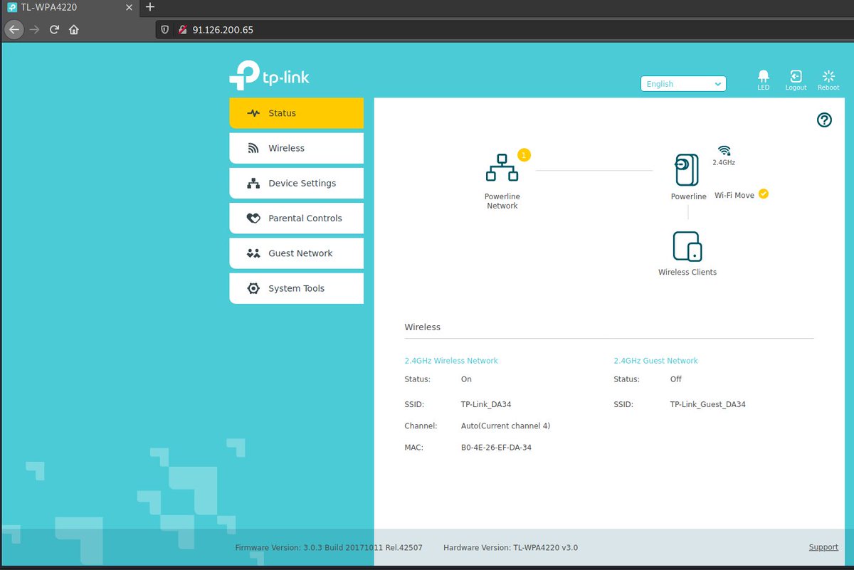 macroform_node's tweet image. 151.177.74.32
113.253.6.99
103.74.209.50
91.126.200.65
149.34.23.204

5 #TPLink #TLWPA4220 access points with their admin pages open to the internet with #DefaultCredentials still unchanged
#cybersecurity #infosec #informationsecurity #infosecresearch