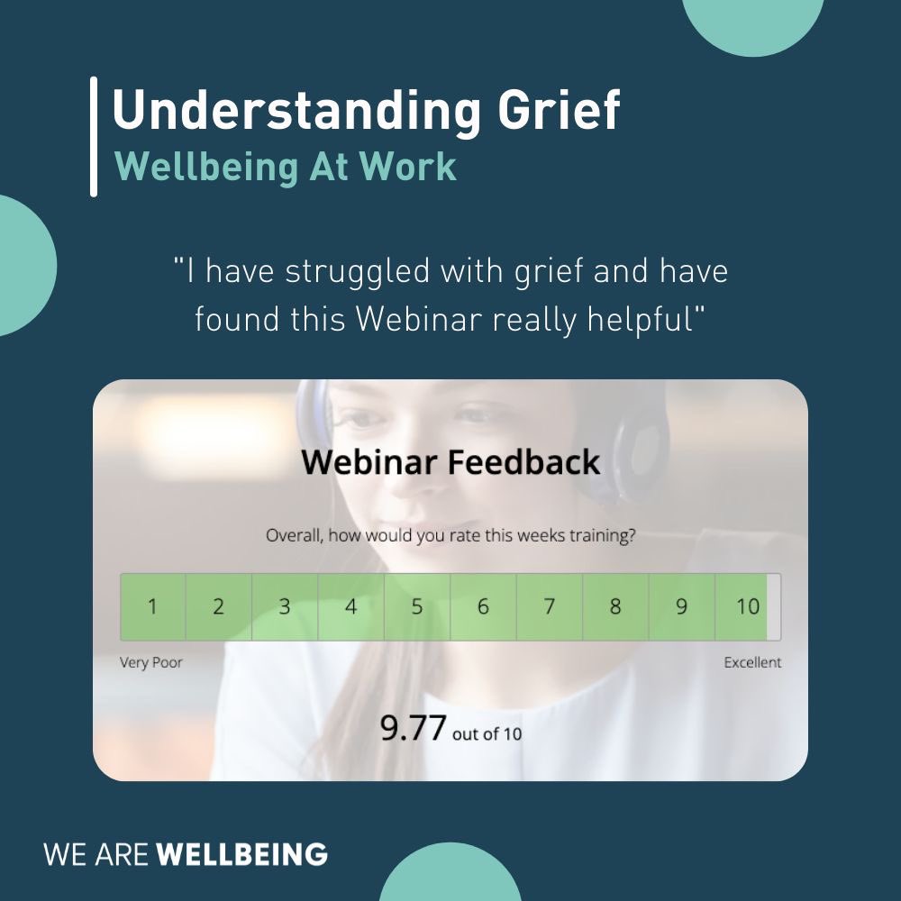 WAWellbeing's tweet image. Great feedback for today's webinar on Understanding Grief for the team at Romero Insurance Brokers.  

#Grief #WellbeingWebinar 

wearewellbeing.co.uk