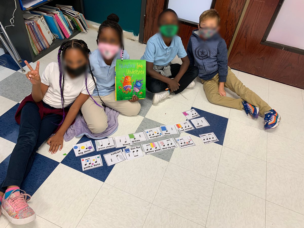 QCSS_Music's tweet photo. This weeks activities for second grade are all based around the book “Monsters Love Underpants” by Claire Freedman. Here you can see some of the rhythm compositions students made using words describing different underpants from the book! https://t.co/Od00PnaDsZ