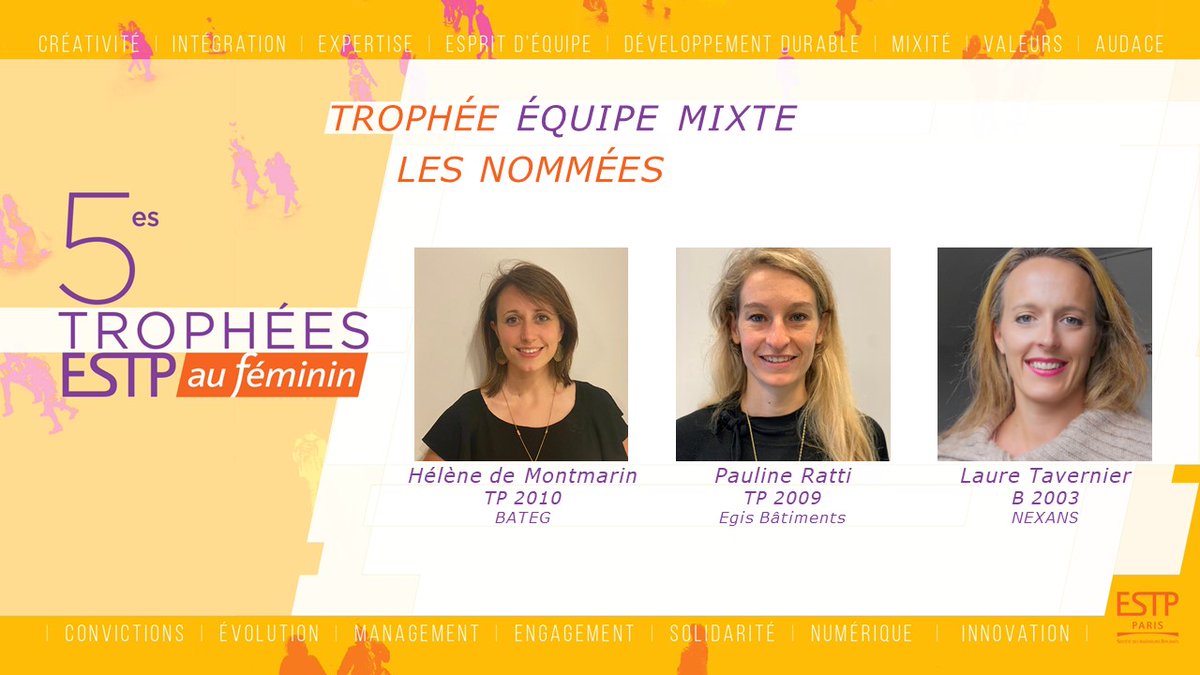etpaufeminin's tweet photo. Bravo Ă Laure Tavernier B 2003 laurĂ©ate du trophĂ©e Equipe mixte. đ
Félicitations à toutes les nommées HélÚne de Montmarin TP 2010 et Pauline Ratti TP 2009 #ESTPauFéminin
@Egis @BureauVeritasF @Gecina #LeonGrosse @VINCIEnergies @sid_estp https://t.co/QCIpEdxzU3
